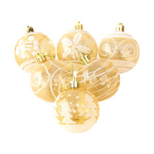 Julkulor i set med 6 st, 6 cm genomskinlig plast