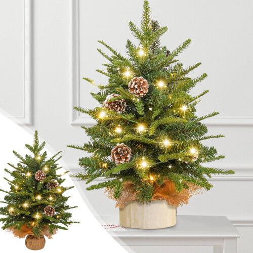 Mini-Weihnachtsbaum 60 cm mit 30 warmweißen LED-Lichtern