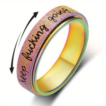 Men's Spinning Poker Ring Stainless Steel Gold Silver 1pc