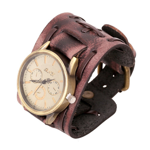 Leather Bracelet Watch Brown 1 Piece