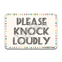 Plechová ceduľa s retro zrkadlom Knock Loud, 8x12 palcov