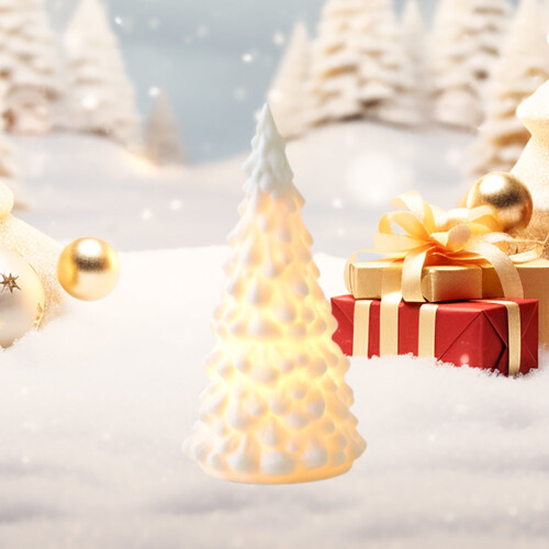 White Ceramic Christmas Tree 4.8 Inch Warm Light Matte