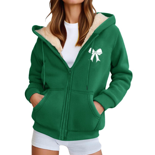 Fleece-Kapuzenjacke mit Reißverschluss, warm gefütterte Winterjacke 1