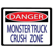 Danger Crush Zone Street Sign Sticker 2 pcs