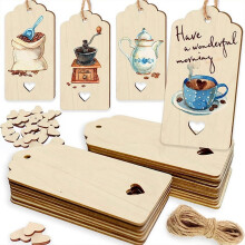 Wooden Heart Tag Blank Pendant 96 pcs Natural DIY Craft
