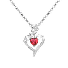 Moederdag hartvormige hanger ketting met tweekleurige micro-inleg.