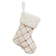 Hanging Glitter Sequins Tree Ornament White Red 6 pcs