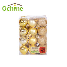 Gold Shatterproof Plastic Christmas Balls 24 pcs 1.18 inch