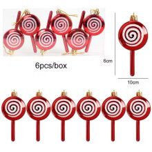 Christmas Candy Cane Pendants Red 6 pcs