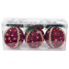 Christmas Decoration Pendant Red Lattice Foam Ball 10cm