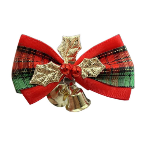 Christmas mini tree bows red green plaid 2.4" x 1.5"