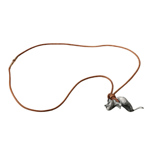 Halskette mit Katzenanhänger, silberfarben, Vintage-Choker
