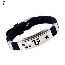 Men's Horoscope Bracelet Stainless Steel and Silicone Cuff