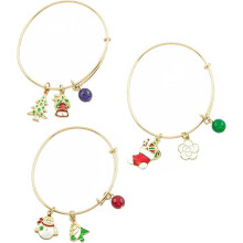 Women's gold-toned bangle charm bracelet set 3 pcs