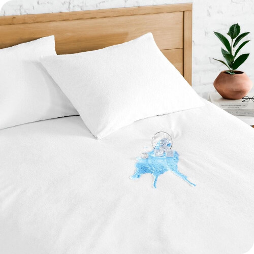 Protège-matelas imperméable et rafraîchissant blanc, taille standard