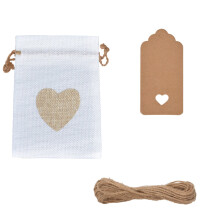 Leinentaschen-Set „Liebe“ – Hochzeitsgeschenkverpackung – 25-teilig