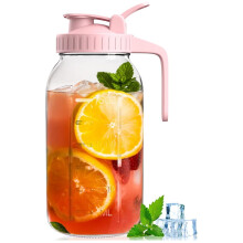 Pichet en verre Mason Jar de 1,9 L (64 oz) à large ouverture hermétique