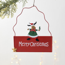 Christmas door hanging iron snowman welcome sign