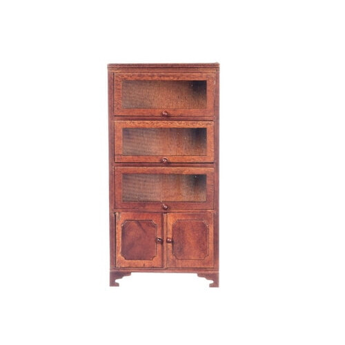 Bibliotecă cu 3 uși de sticlă la scară miniaturală