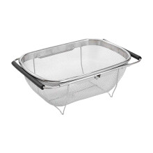 Stainless Steel Sink Colander with Handle, Oval Fine Mesh