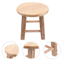 Houten badkamerkrukje, laag, antislip, rond, 1 stuk