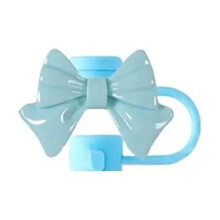 Cyan cartoon bow straw cover for 10mm glass straws