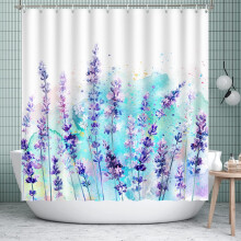 Purple floral shower curtain waterproof polyester 72x72 inch