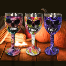 Skull Wine Goblet Resin Stainless Steel 1 Piece