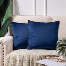 Phantoscope velvet throw pillow navy blue 18x18 inch 2 pack