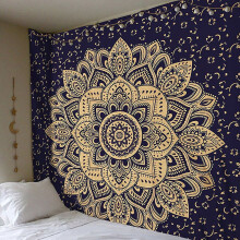 Mandala tapestry black white bohemian wall hanging