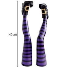Material moale pentru decor exterior cu picioare de vrăjitoare violet de Halloween