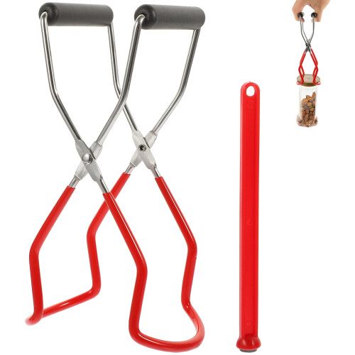 Red multipurpose kitchen canning tool set