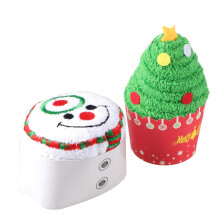 Asciugamano in cotone natalizio per il viso, con disegno di albero e pupazzo di neve (2 pezzi)