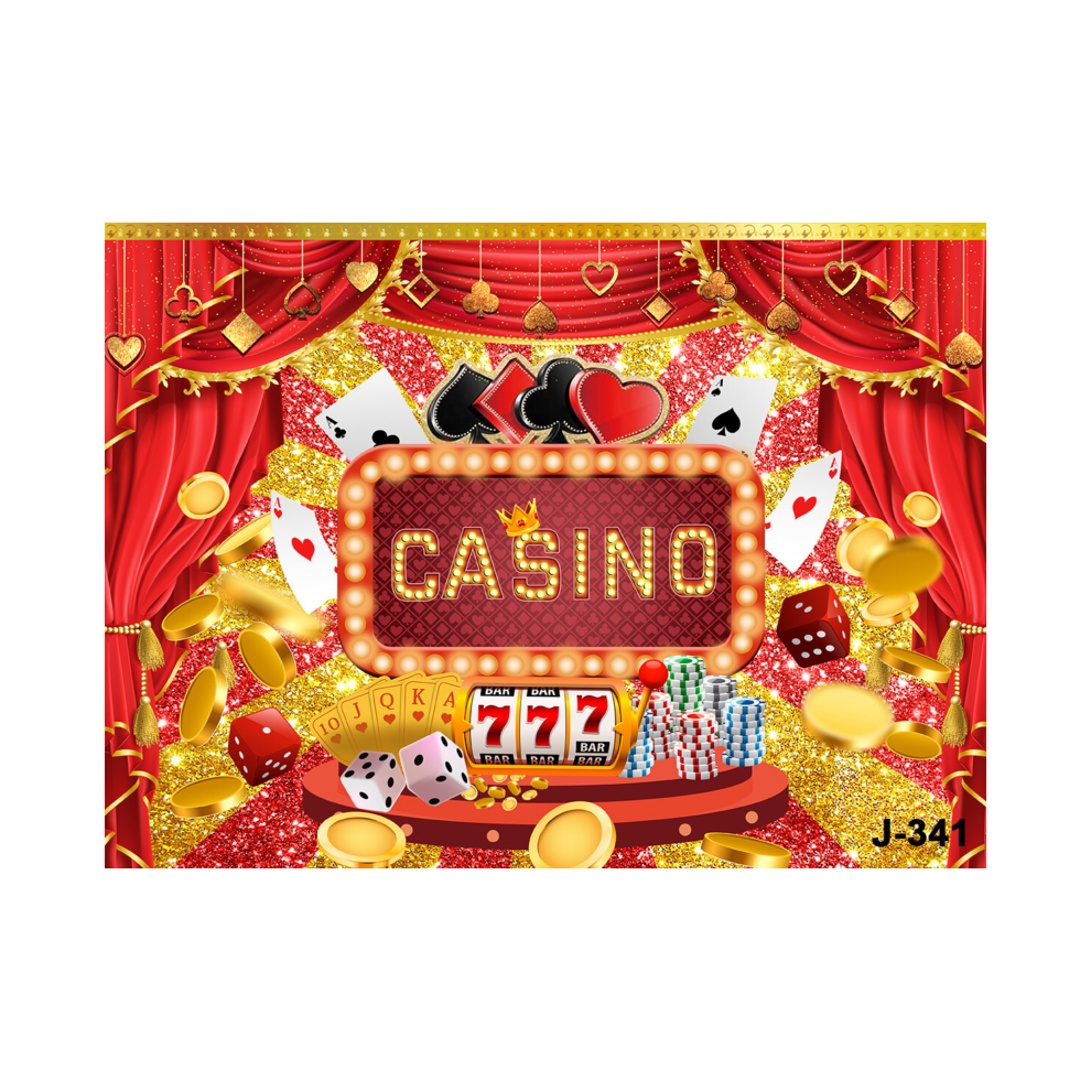 Casino Night Party Backdrop Glitter Banner Gold 946140653631