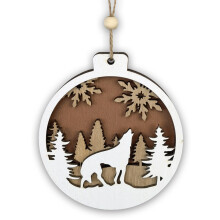 Christmas wooden ornaments wild forest animal craft 6 pcs