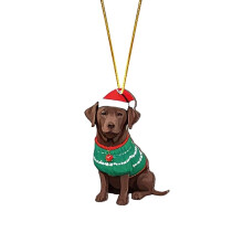 Wooden Chocolate Lab Christmas Ornament 1 piece