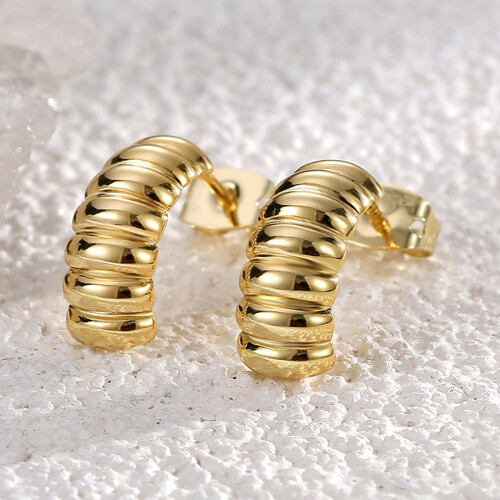 Gold Plated Twisted Stud Earrings for Women 1