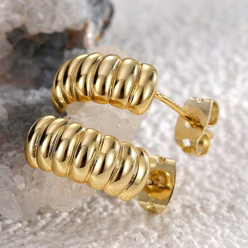 Gold Plated Twisted Stud Earrings for Women 2