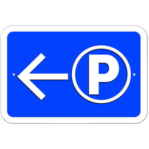 Parkpfeil links, Schild 12x18 Zoll