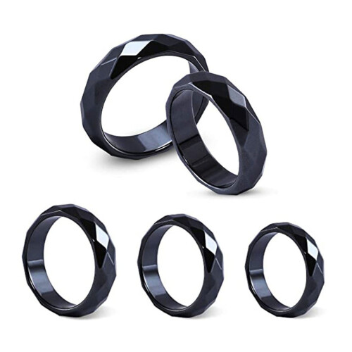 Meidiya Hämatit-Magnetring, schwarzer Steinring für Damen