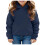 Kids Solid Color Pullover Hoodie Cotton Sweatshirt Navy 2