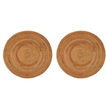 Geweven placemats van rotan, antislip, hittebestendig, rond, 40 cm²