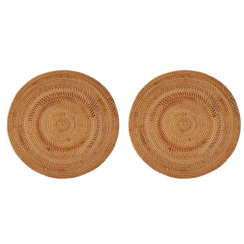 Geweven placemats van rotan, antislip, hittebestendig, rond, 40 cm²