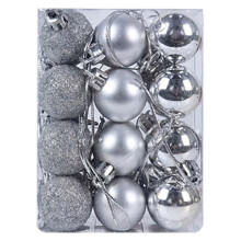 XUNRYAN Sparkling Powder Ball Ornaments Silver 24pcs