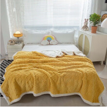 Flannel Fleece Blanket Yellow 3D Checkered 150x200cm
