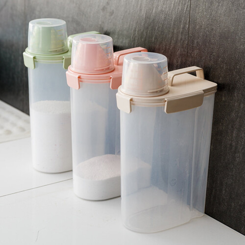 Rijstcontainer met transparant, luchtdicht deksel, 3 liter, roze