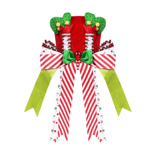 Christbaumspitzenstern mit gestreifter Schleife und