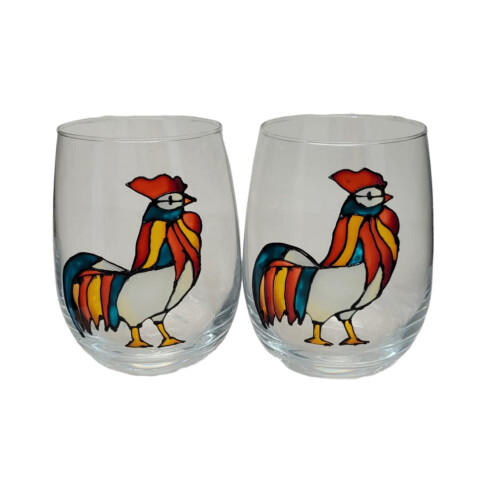 Ensemble de verres à vin peints à la main, motif automne, 2 pièces