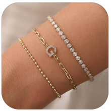 Women's gold beaded multi-layer bracelet 26 letters