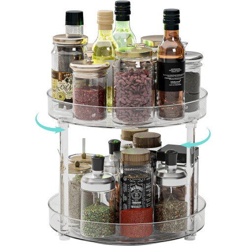 Clear Plastic Lazy Susan Organizer 2-Tier